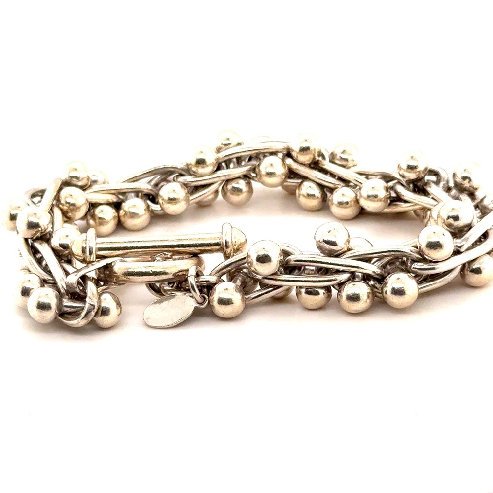 Silpada Sterling Silver Multi Strand Bead Toggle Bracelet 8.5 Inch 75.1g B1266 - Picture 7 of 8